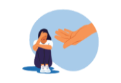 counselor hand helps sad woman to get rid of depression